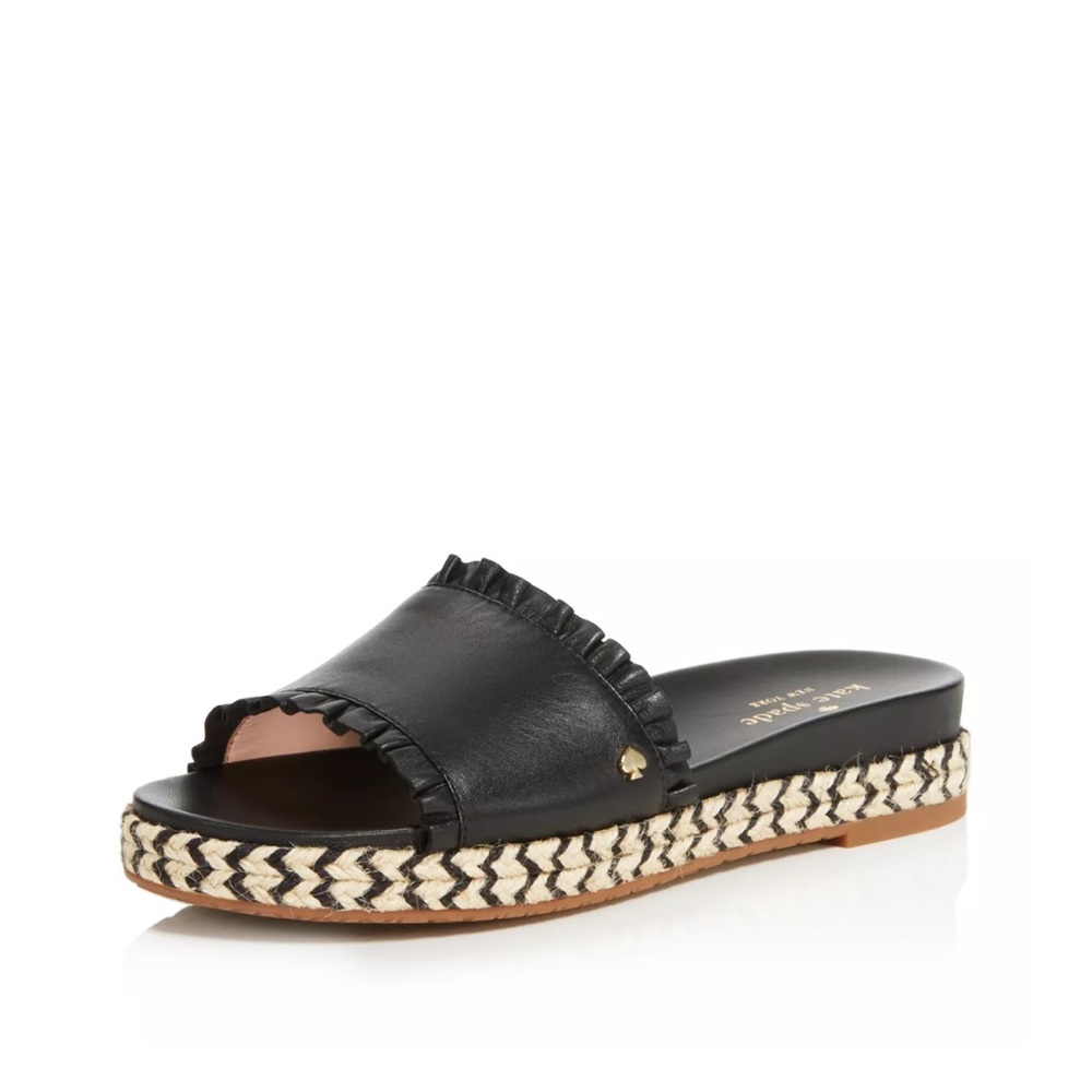 Kate Spade Zahara Black Leather Slide Sandals
